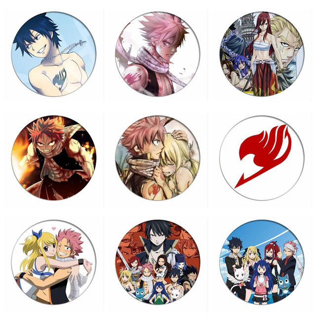 Japan Anime Fairy Tail Natsu Cosplay Badge Lucy Happy Brooch Pins Gray Erza  Collection Badges for